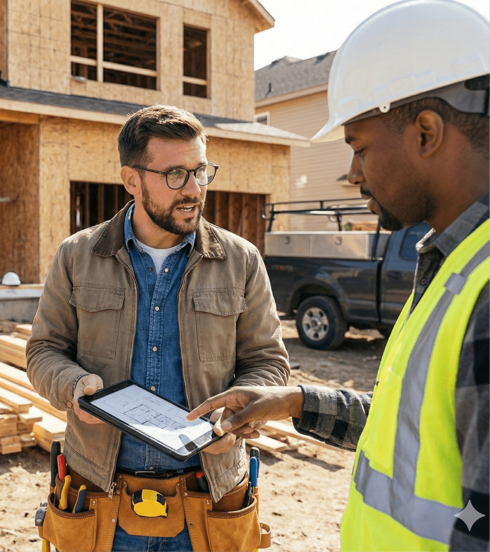 construction worker with engineer